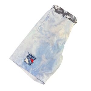 Calhoun NHL New York Rangers Mens Blue Tie Dye Board Shorts Swim Trunks Large